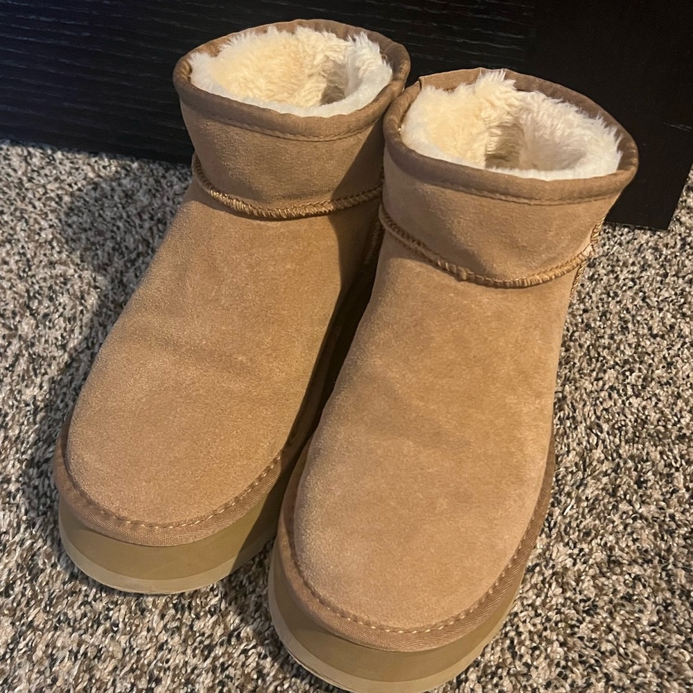 Platform slip on booties